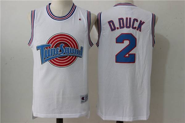 Movie Space Jam D.DUCK #2 White Basketball Jersey (Stitched)